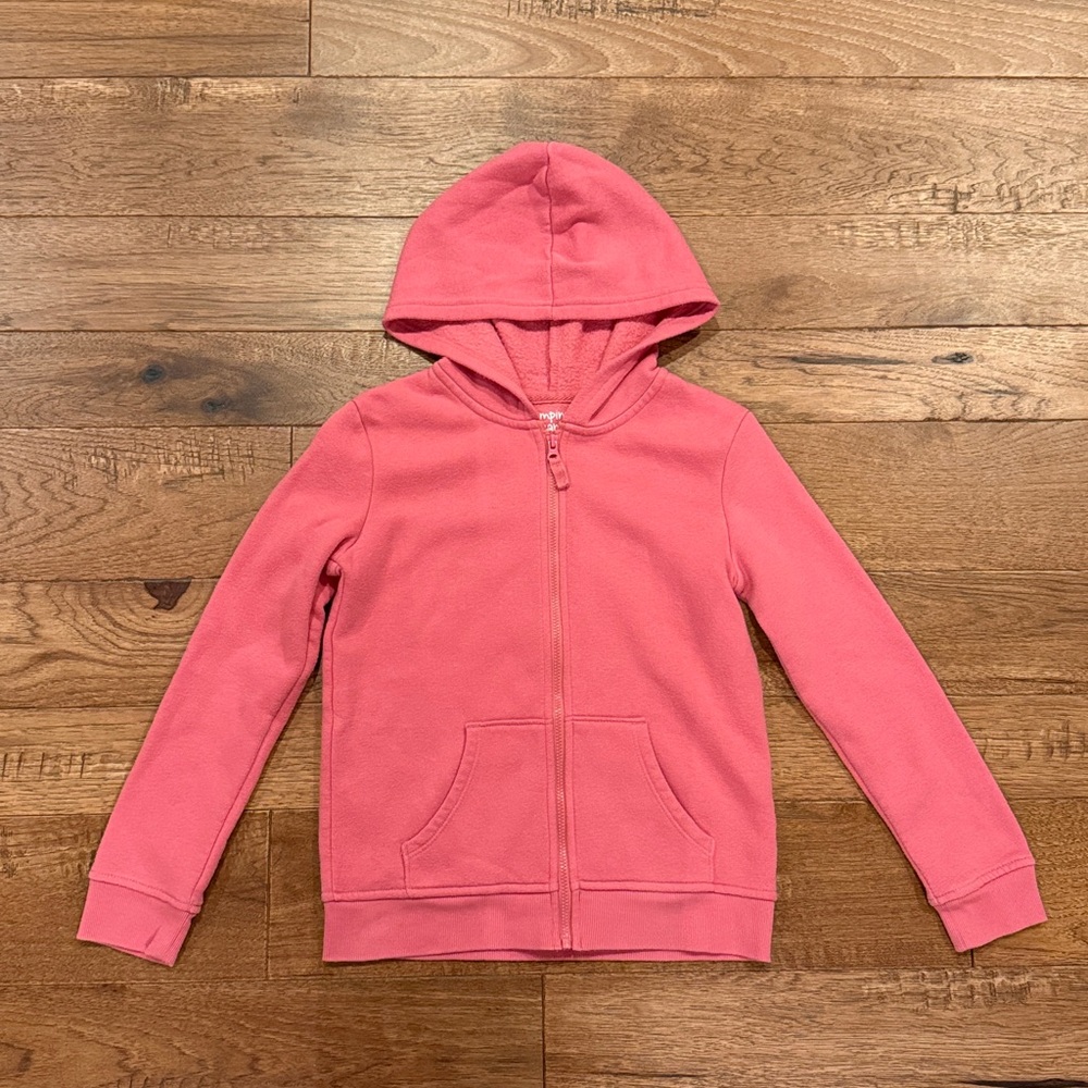 Jumping Beans Girls Hooded Pink Zippered Sweatshirt - Size 7
